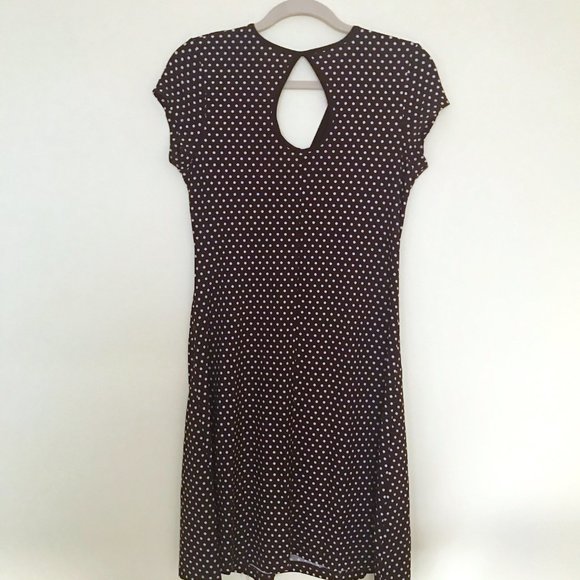 Brown Polka Dot Surplice Dress - Picture 2 of 7